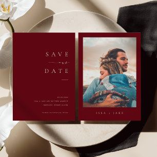 ISSA Bugundy Elegante Save the Date Foto-Einladung Einladung