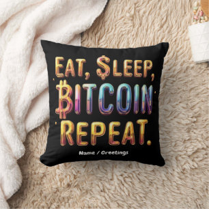 Issen, Schlafen, Bitcoin, Wiederholen Eine Krypto Kissen