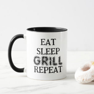 Issen Schlafen Grillen Wiederholen Kaffeetasse für