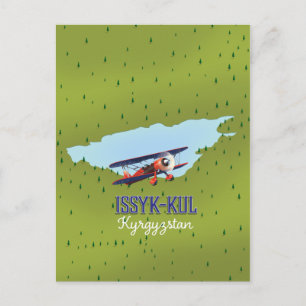 Issyk-Kul Kirgisistan See Reise Poster Kunst. Postkarte
