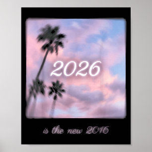 Ist 2016 Retro Palmenbaum Sonnenuntergang Poster