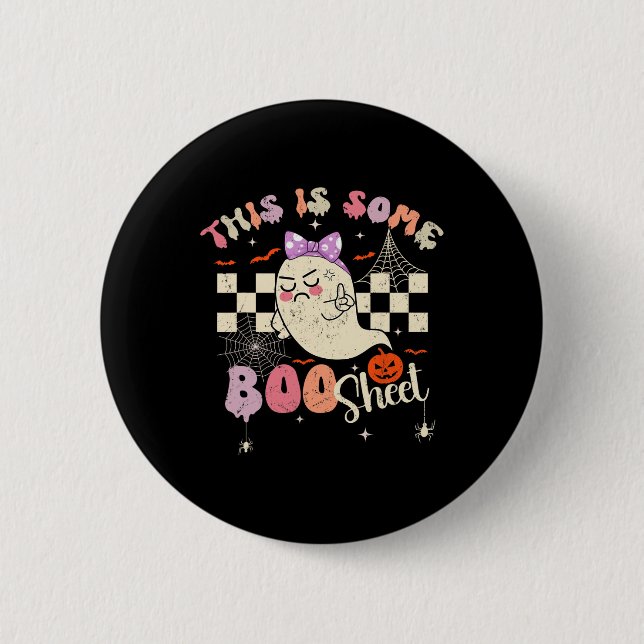 Ist Boo Sheet Niedlich Ghost Retro Halloween Kostü Button (Vorderseite)