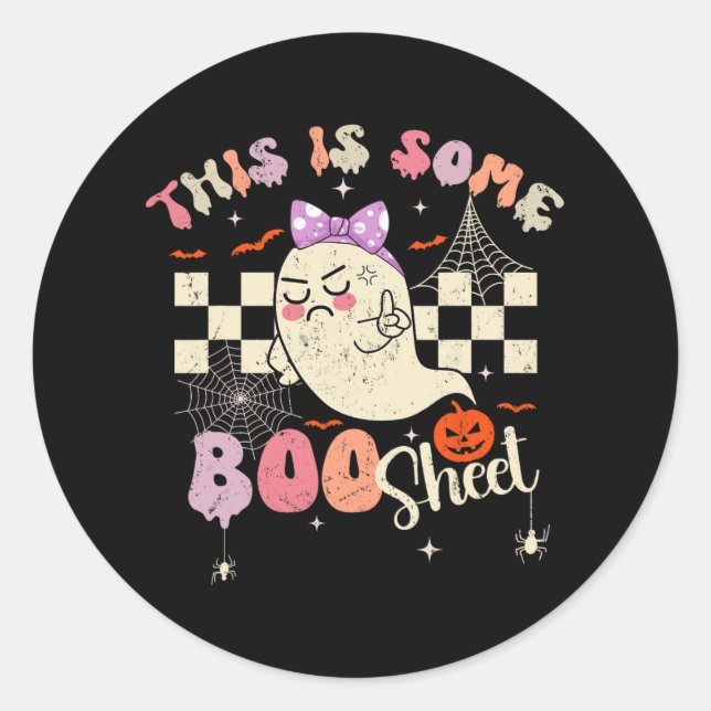 Ist Boo Sheet Niedlich Ghost Retro Halloween Kostü Runder Aufkleber (Vorderseite)