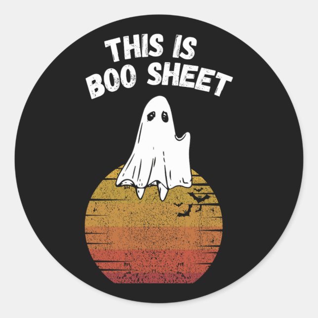Ist Bootblatt Ghost Retro Halloween leichtes Kostü Runder Aufkleber (Vorderseite)