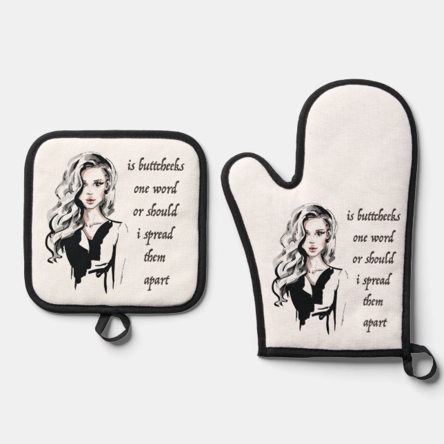 Ist Buttcheeks ein Wort Ofenhandschuh & Topflappen-Set (Vorderseite)