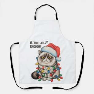 Ist das fröhlich genug Grumpy Cat Weihnachtsbeleuc Schürze