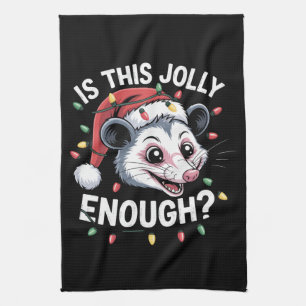 Ist das fröhlich genug? Weihnachtsopossum Sarkasti Geschirrtuch