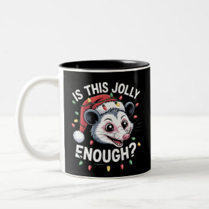Ist das fröhlich genug? Weihnachtsopossum sarkasti Zweifarbige Tasse