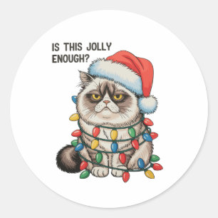 Ist diese Weihnachtsbeleuchtung von Grumpy Cat frö Runder Aufkleber