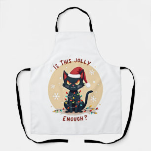 Ist dieser fröhliche schwarze Katzen-Weihnachtsbau Schürze
