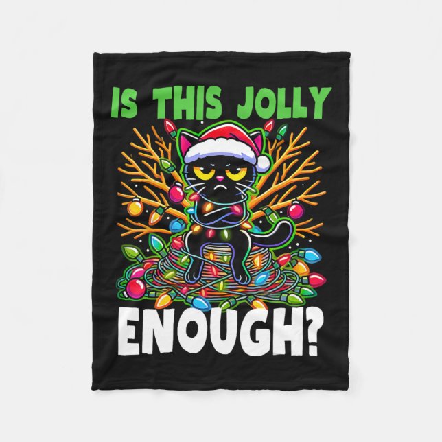Ist dieser Jolly genug lustige schwarze Katze Weih Fleecedecke (Vorderseite)