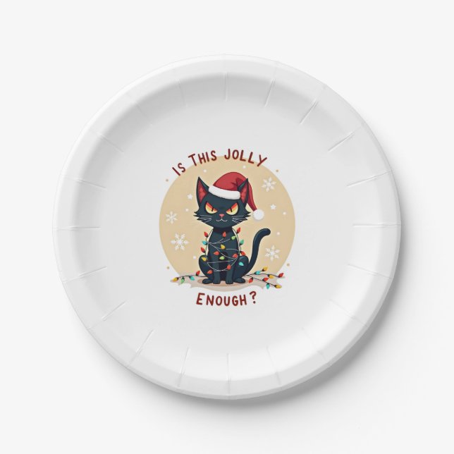 Ist dieser Jolly genug lustige schwarze Katze Weih Pappteller (Vorderseite)