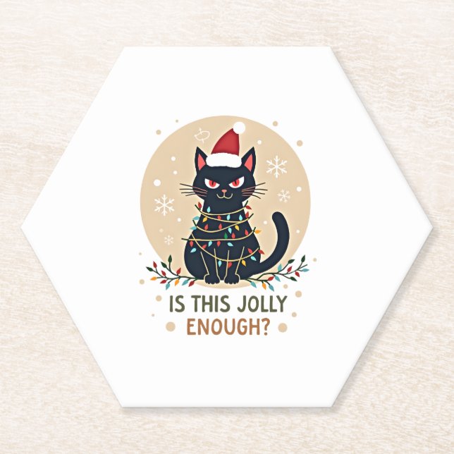 Ist dieser Jolly genug lustige schwarze Katze Weih Untersetzer (Vorderseite)