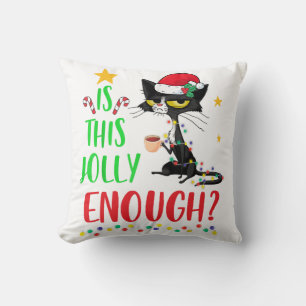Ist dieser Jolly genug schwarze Katze frohe Weihna Kissen