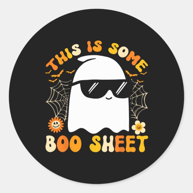 Ist ein Bootsheet Halloween Ghost Funny Cool Men W Runder Aufkleber (Vorderseite)