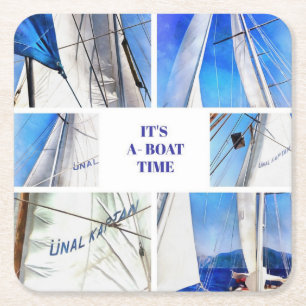 Ist ein Bootspass Spaß Pun Artistic White Sails Rechteckiger Pappuntersetzer