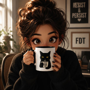 Ist er schon tot? Schwarze Katzen-Tasse Lustige Tasse
