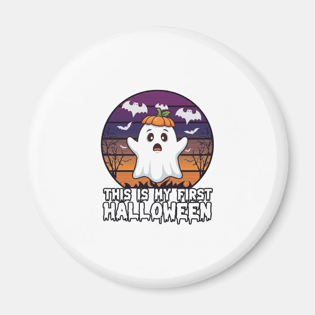 Ist Erster Halloween-Geist-Kürbiskappe Fledermäuse Magnet (Vorne)