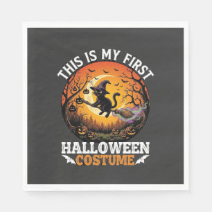 Ist erstes Halloween-Kostüm schwarze Katzenbesen_1 Serviette