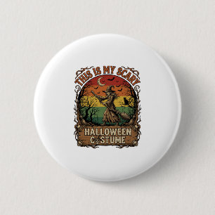 Ist Gruseliges Halloween-Kostüm Hexenbesen Katze Button