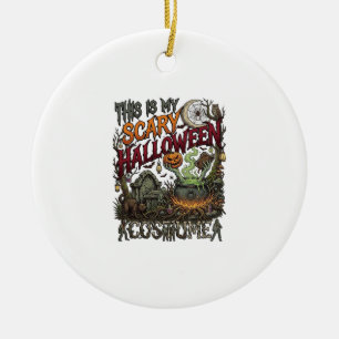 Ist Gruseliges Halloween-Kostüm Kessel Kürbis Katz Keramik Ornament