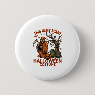 Ist Gruseliges Halloween-Kostüm Orange Reaper Kürb Button