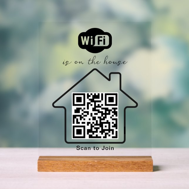 ist im Haus | Moderner Minimalistischer WiFi QR Co Acrylschild (Neutral)