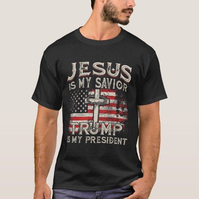 Ist mein Retter Trump meine US-Präsidentin Fahne? T-Shirt (Vorderseite)
