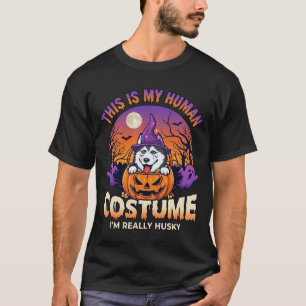 Ist menschliche Kostüm-Husky-Kürbis-Halloween-Geis T-Shirt