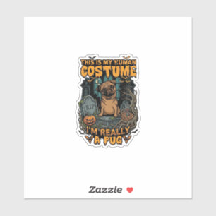 Ist menschliches Kostüm-Pug-Halloween-Kürbis-Grabs Aufkleber
