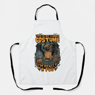 Ist menschliches Kostüm-Pug-Halloween-Kürbis-Grabs Schürze