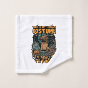 Ist menschliches Kostüm-Pug-Halloween-Kürbis-Grabs Waschlappen