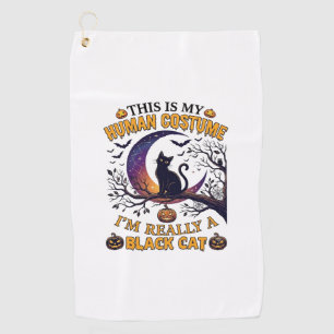 Ist menschliches Kostüm schwarze Katze Halloween M Golfhandtuch