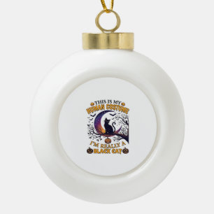 Ist menschliches Kostüm schwarze Katze Halloween M Keramik Kugel-Ornament
