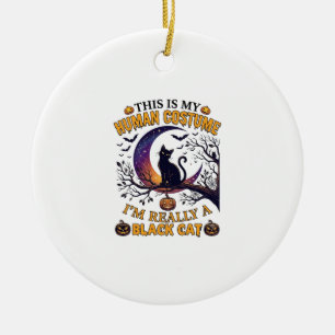 Ist menschliches Kostüm schwarze Katze Halloween M Keramik Ornament