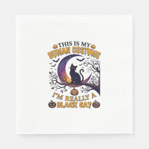 Ist menschliches Kostüm schwarze Katze Halloween M Serviette
