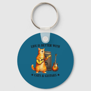 Ist mit Leben besser Katzen Gitarren Gitarrist Schlüsselanhänger