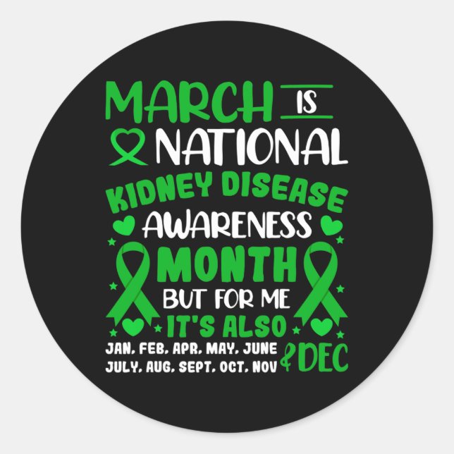 Ist National Kidney Disease Awareness Month Men Wo Runder Aufkleber (Vorderseite)