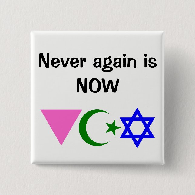 Ist nie wieder JETZT. w/icons LGBT ISLAM JÜDISCH Button (Vorderseite)