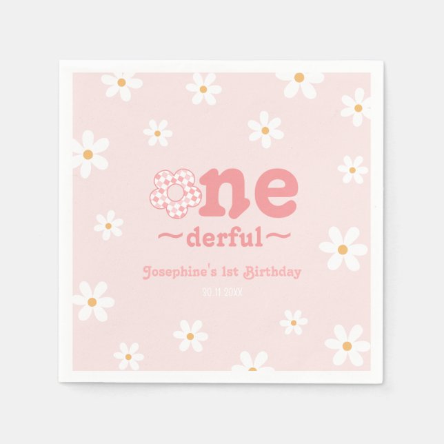 Ist sie nicht eintönig Retro Groovy Blume Geburtst Serviette (Vorderseite)