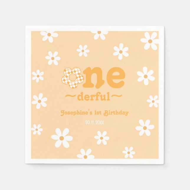 Ist sie nicht eintönig Retro Groovy Floral Geburts Serviette (Vorderseite)