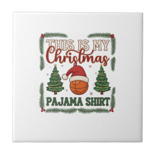 Ist Weihnachten Pyjama Basketball Santa Hut Bäume Fliese