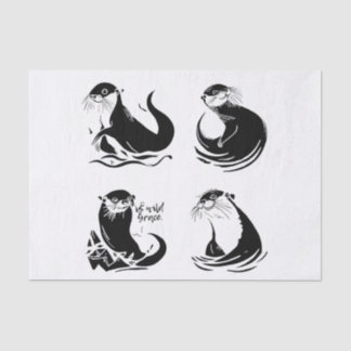 Ist wilde Anmut – Otter in Bewegung Minimalistisch Seidenpapier