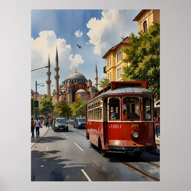 Istanbul Aquarellkunst Poster (Vorne)