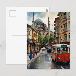 Istanbul Aquarellkunst Postkarte