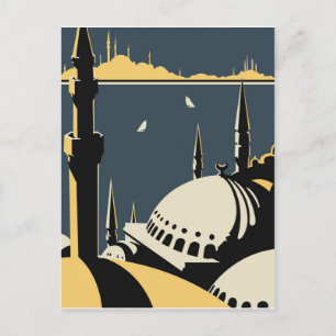 Istanbul, Aussicht auf Bosporus und die Kirche Hag Postkarte