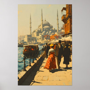 Istanbul Blaue Moschee Vintage Poster