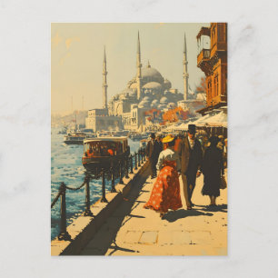 Istanbul Blaue Moschee Vintage Postkarte