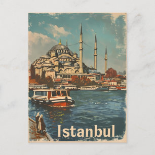 Istanbul Blaue Moschee Vintage Postkarte