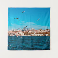 Istanbul Blick mit Möwen an einem warmen sonnigen